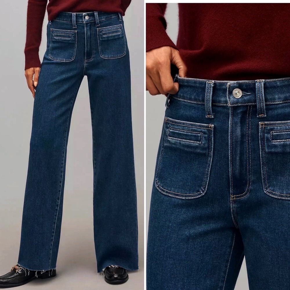 NWT Anthropologie PAIGE Anessa High Rise Wide Leg Jeans Sz‎ 32 $249 Boho Flare